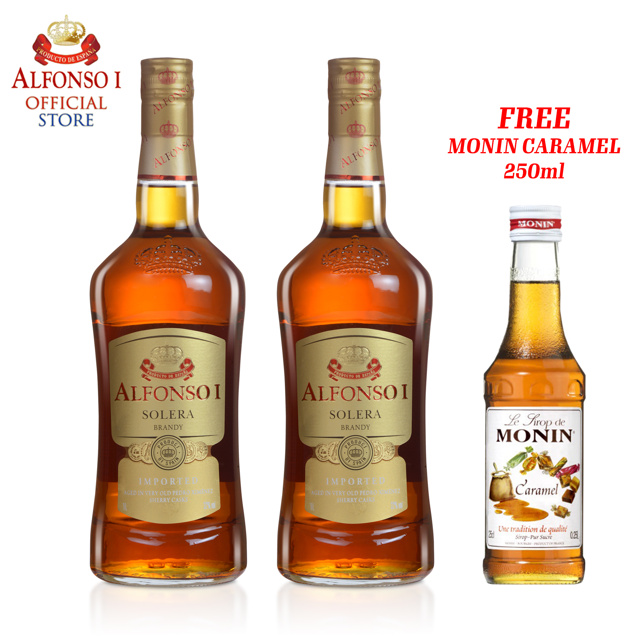 Alfonso Solera 1 Liter Brandy 2 Bottles Free Monin Caramel Syrup