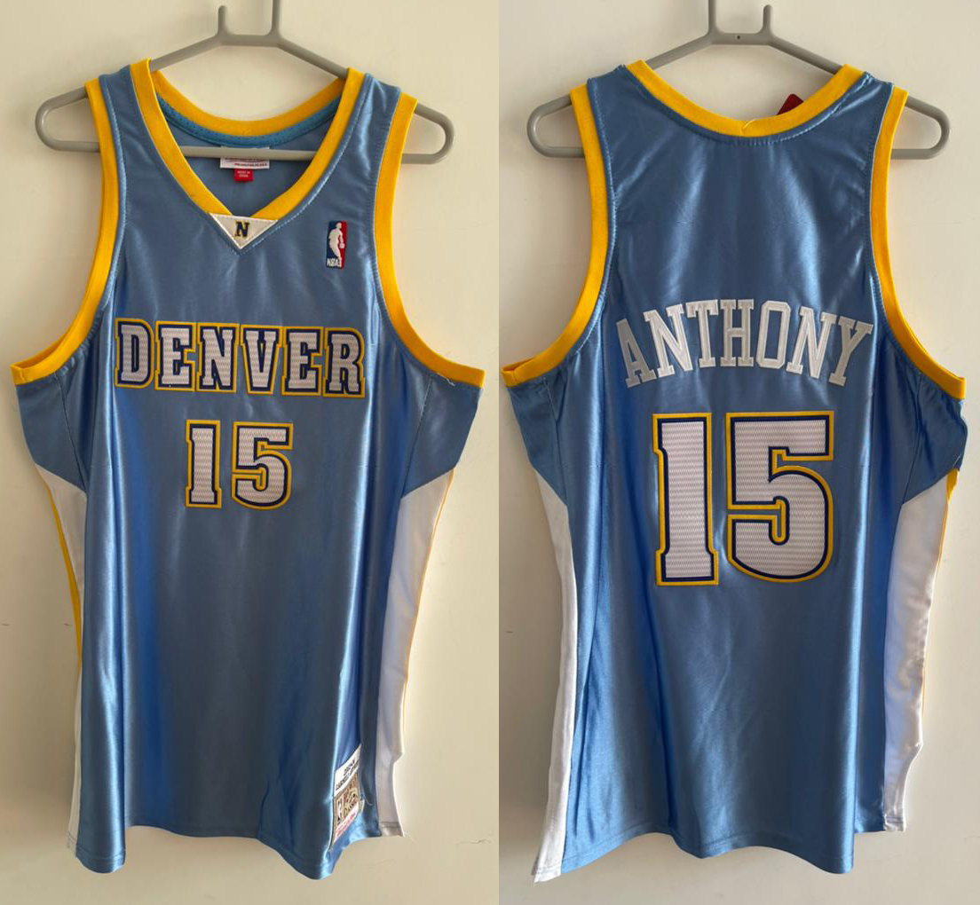 Men's Denver Nuggets Carmelo Anthony Mitchell & Ness Light Blue