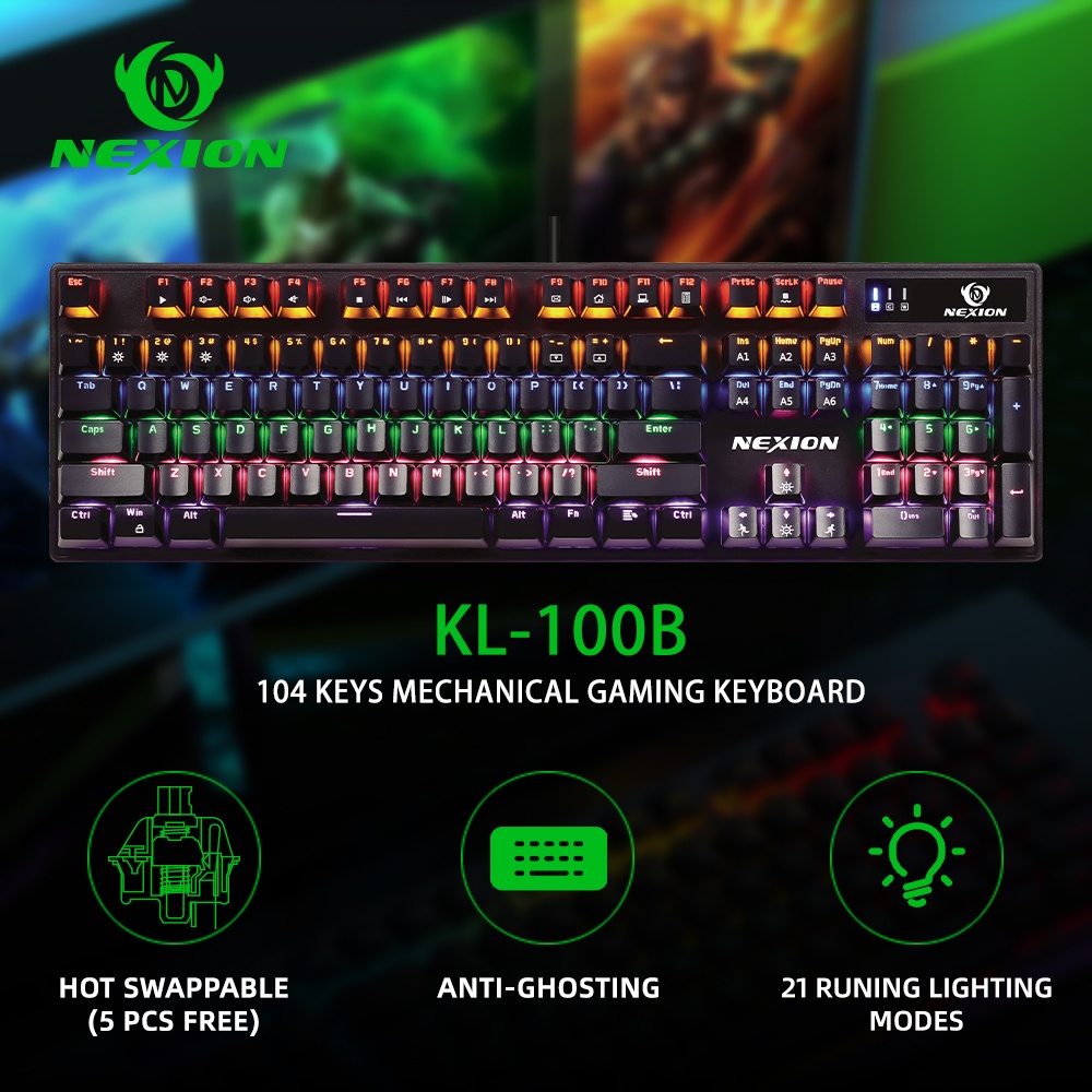 NEXION KY610 RGB Mechanical Keyboard Light Changing Color 20 RUNNING