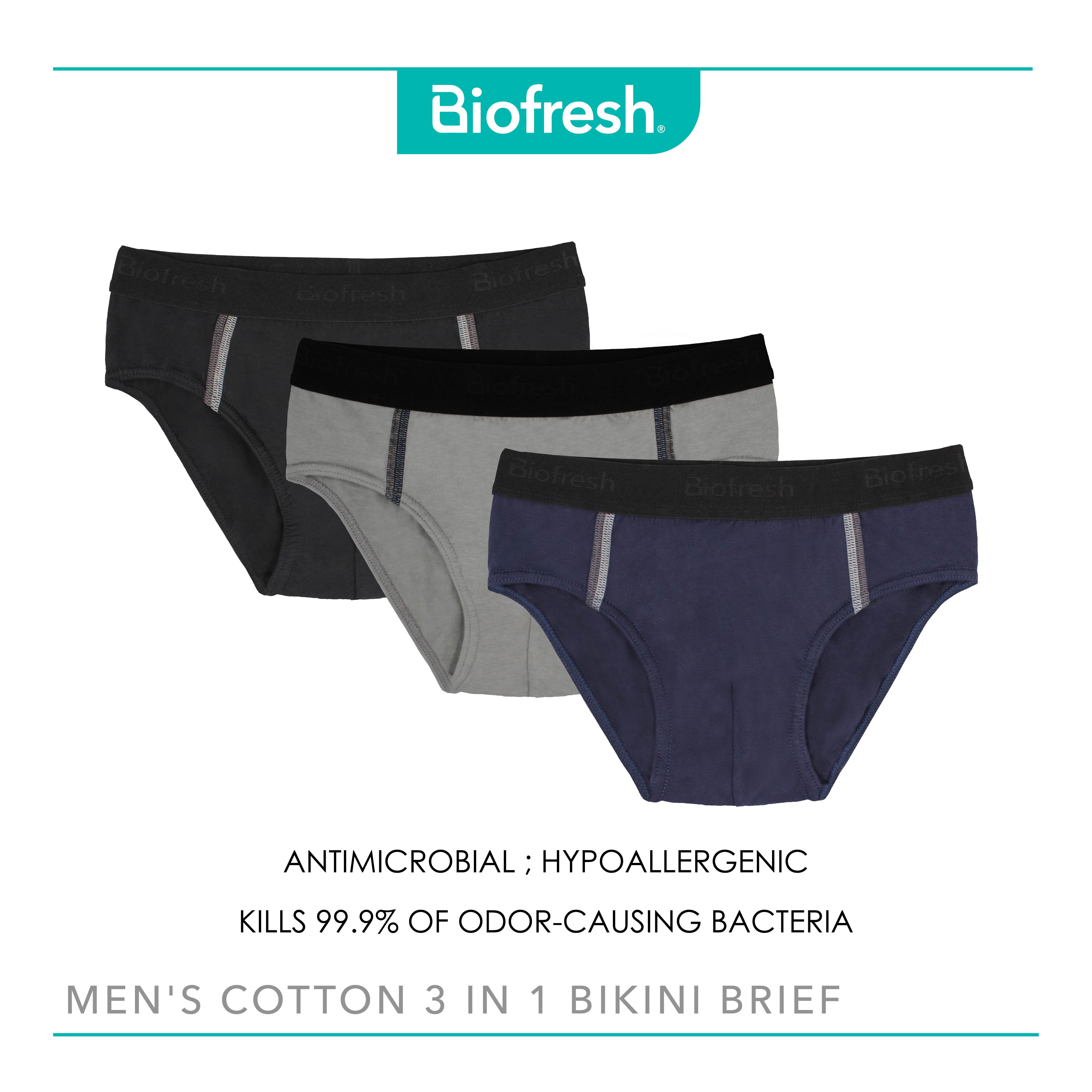 Biofresh Men's Antimicrobial Cotton Bikini Brief 3 pieces in a pack ...