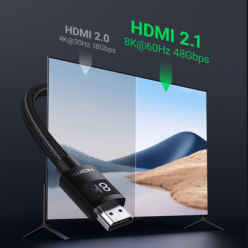 Generic Câble HDMI Mâle à Mâle 2 Mètre V2.1, 8K, 60Hz, 4K, 120Hz, 48Gbps  pour TV HD, ordinateur portable, projecteur, PS4, PS5