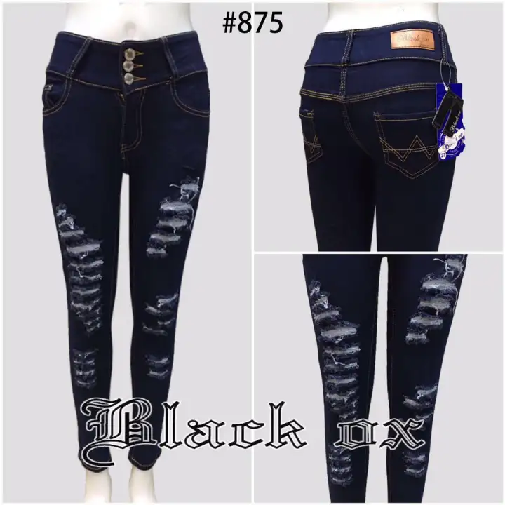high waisted 3 button skinny jeans