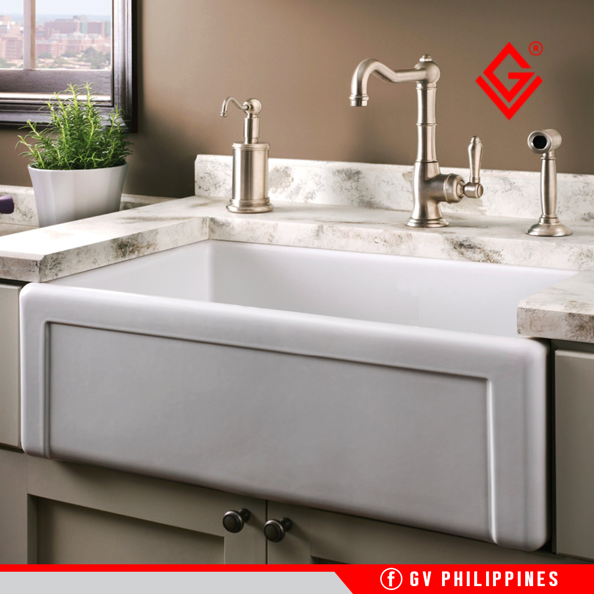 GV BSS7650 Butler Ceramic Farmhouse Apron Kitchen Single Bowl Sink