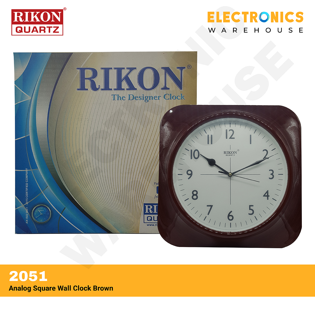 Rikon Quartz 2051 Analog Square Wall Clock Brown Lazada PH