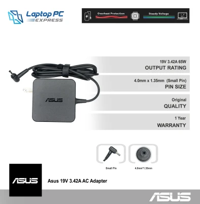Original Asus laptop Charger 19V 3.42A 4.0mm x 1.35mm ADP-65DWA Laptop Charger Power Adapter Compatible with Asus Vivobook Charger S410 S410NA S410UN S510 S510U S510UA S510UQ UX310UQ UX410UQ UX430U UX430UQ