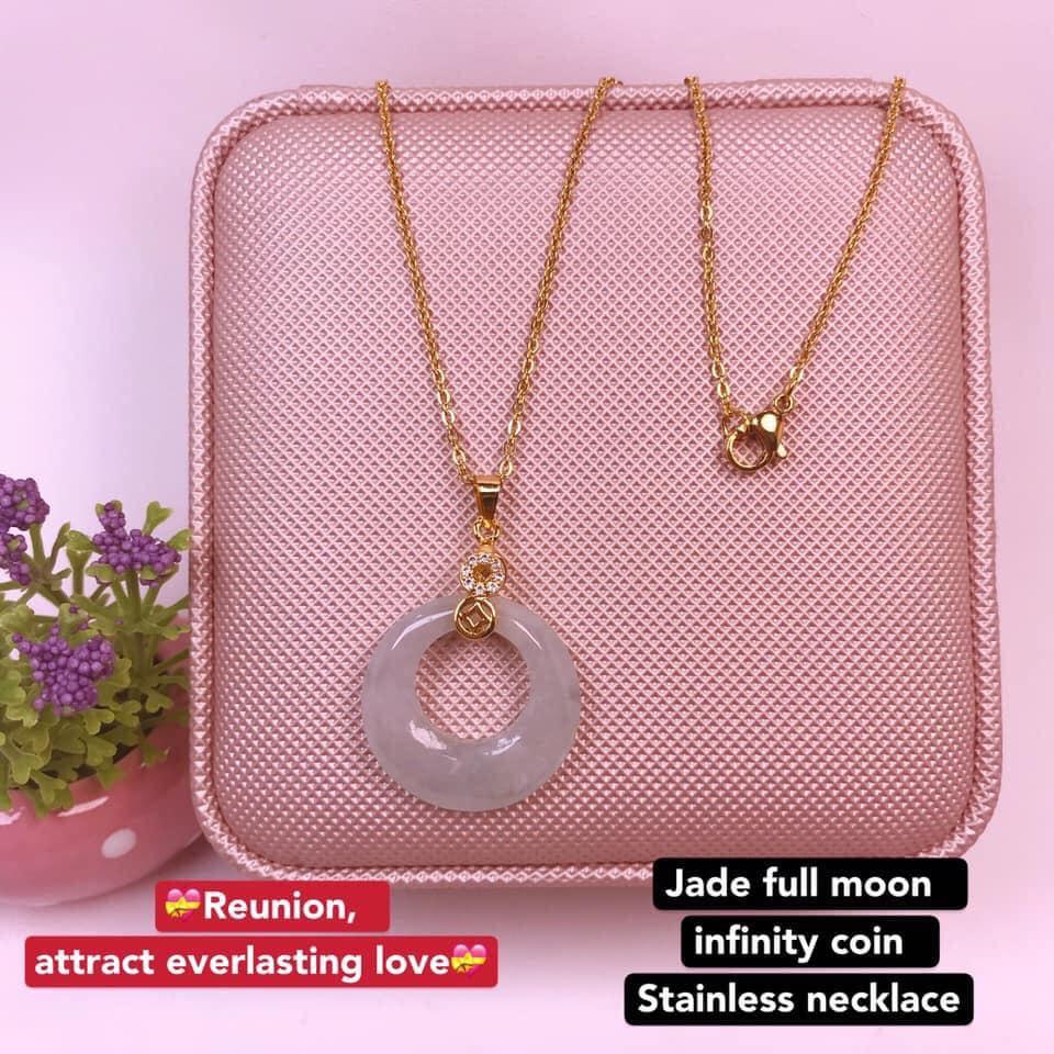Pin Pin Lucky Charm Jade Full Moon Infinity Coin Stainless Necklace Lazada Ph