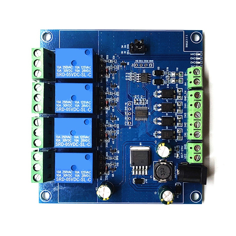 Modbus RTU 4 Way Relay Module 7-24V Relay Module Switch RS485/TTL Input and Output with Anti Reverse Protection