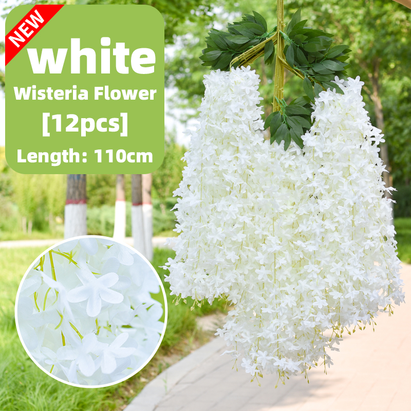 12pcs simulation wisteria flower decoration hanging flowers, artificial