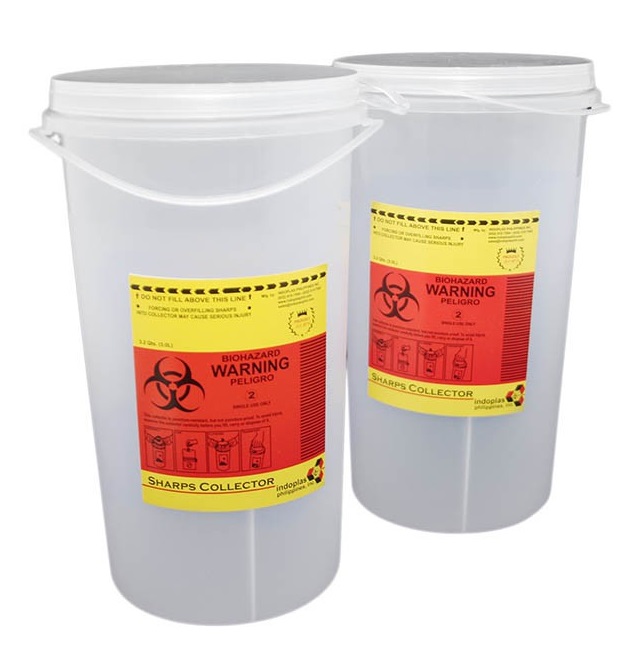 3L Sharps Collector Biohazard Needle Disposal Container White One Piece ...