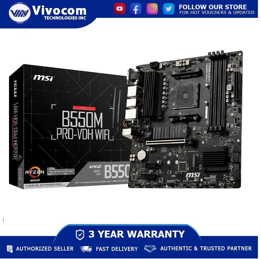 MSI B550M PRO VDH WIFI B550 mATX AM4 Motherboard | Lazada PH