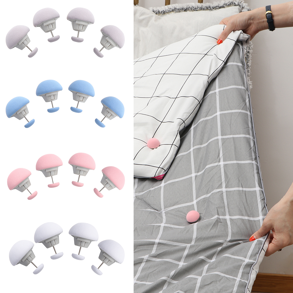 【 IN STOCK】4 cái Người giữ chăn hình nấm Macaron Không trơn trượt Kẹp chăn chăn Một chìa khóa để mở khóa chăn Bìa kẹp Chốt kẹp Người giữ khăn trải giường
