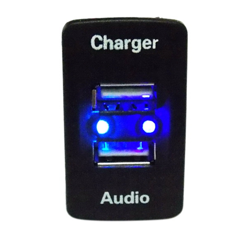 Car 5V 2.1A USB Interface Socket Charger with USB Audio Input Socket Quick Charge Adapter for Honda