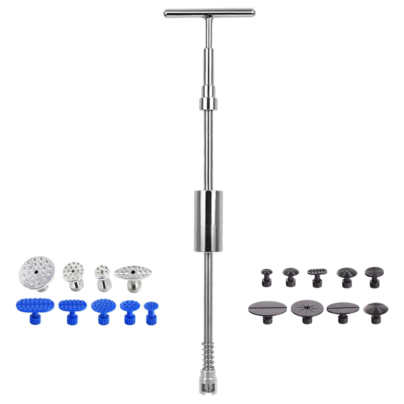 No Paint Dent Repair Puller Kit Dent Puller T-Bar Tool, with 18 Dent Removal Pull Labels Used for Car Body Damage Dent