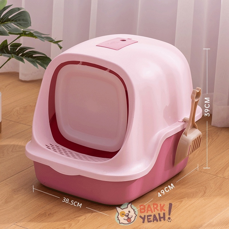 Full Enclosed Flip Cat Litter Box Grey w Odor Removal / Cat Closed Litter Box / Large Litter Box