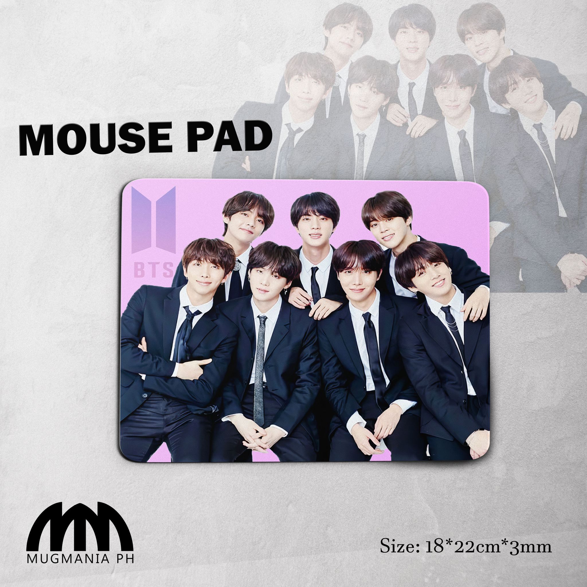 BTS Mouse Pad Mugmania Jungkook, V , Jimin , Jin , Suga , RM , J