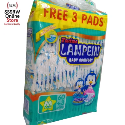 Disposable Diaper Twins Lampein Baby Comfort 60 Pieces Medium 5 - 11 kg