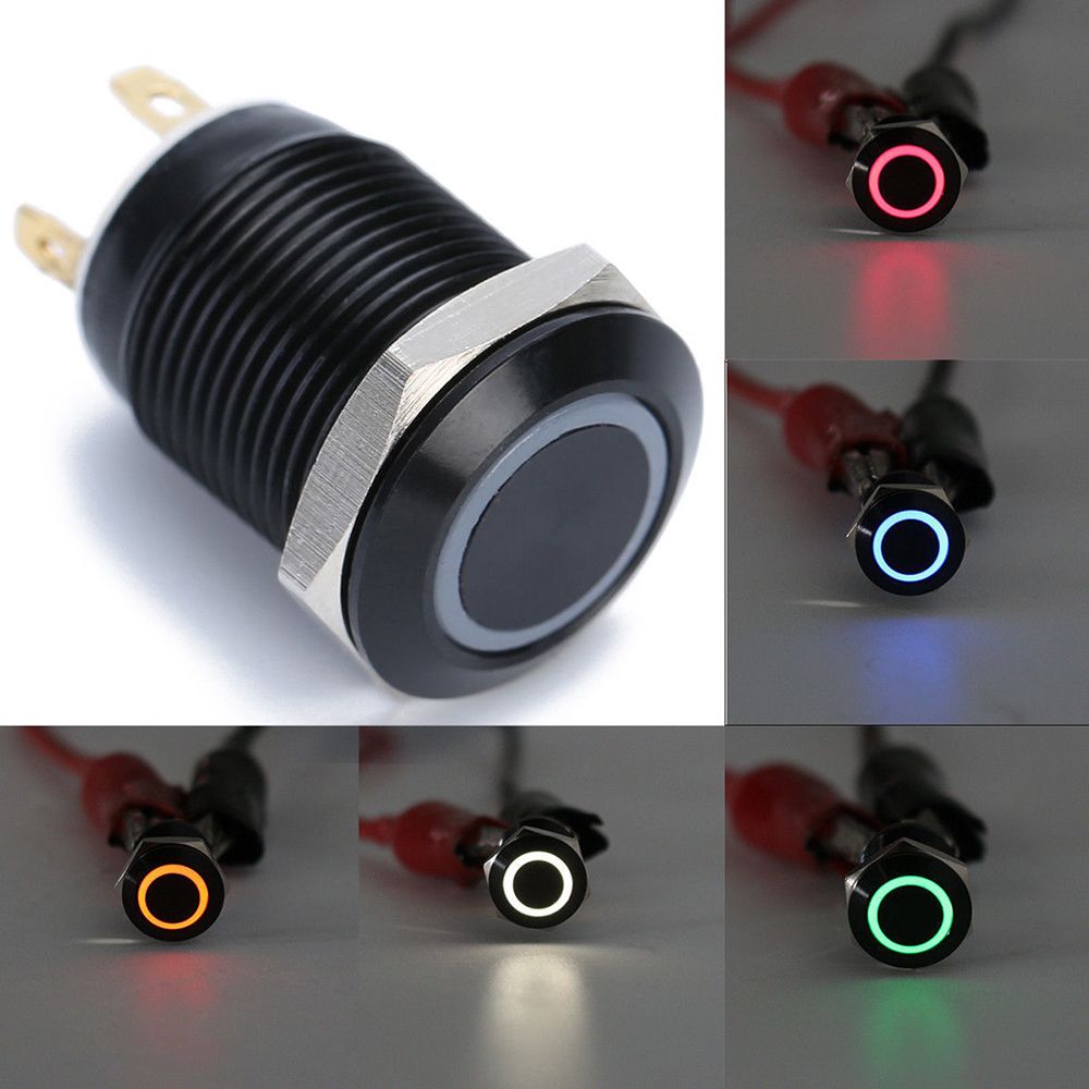 12V 4Pin 12mm Push Button LED Power Momentary Switch Waterproof Metal Aluminum Car Latch