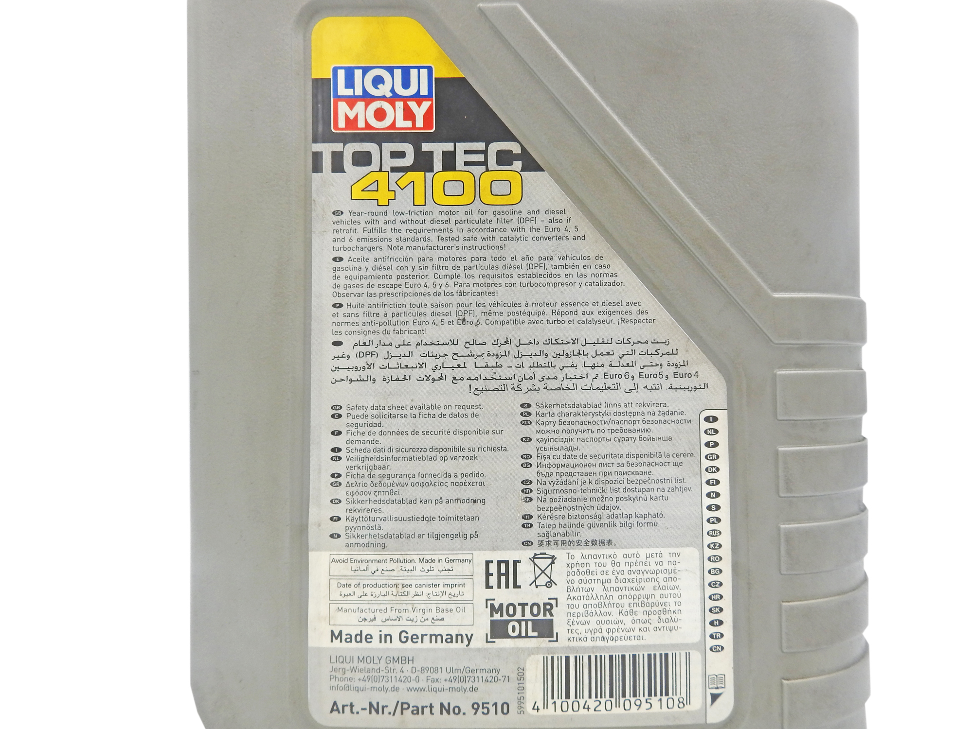 LIQUI MOLY Top Tec 4100 5W-40 - 1 LITER (CAR) - 9510 – Liqui Moly