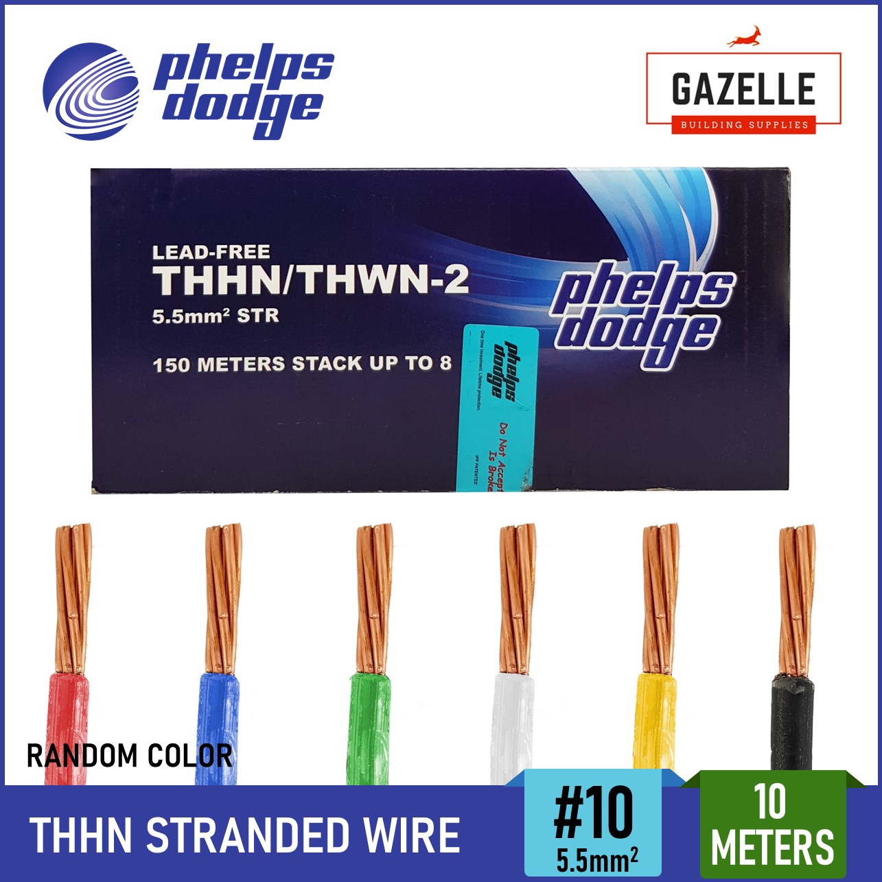 Phelps Dodge THHN / THWN2 Stranded Wire Gauge 10 5.5mm2 (Per 10