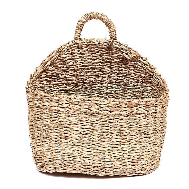 Plant Bins, Handmade Woven Hanging Basket Natural Straw Grass Ee Water Wall Basket for Home Garden Wall Decor Ee Wedding