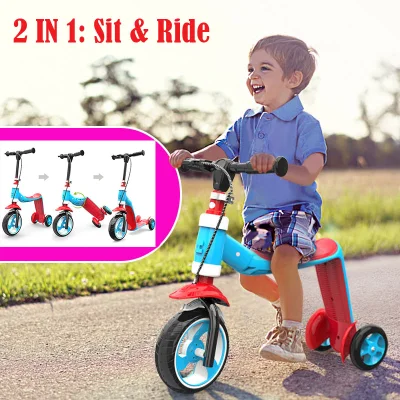 boys girls outdoor toy folding scooter / kids scooter tricycle balance bike 2-in -1