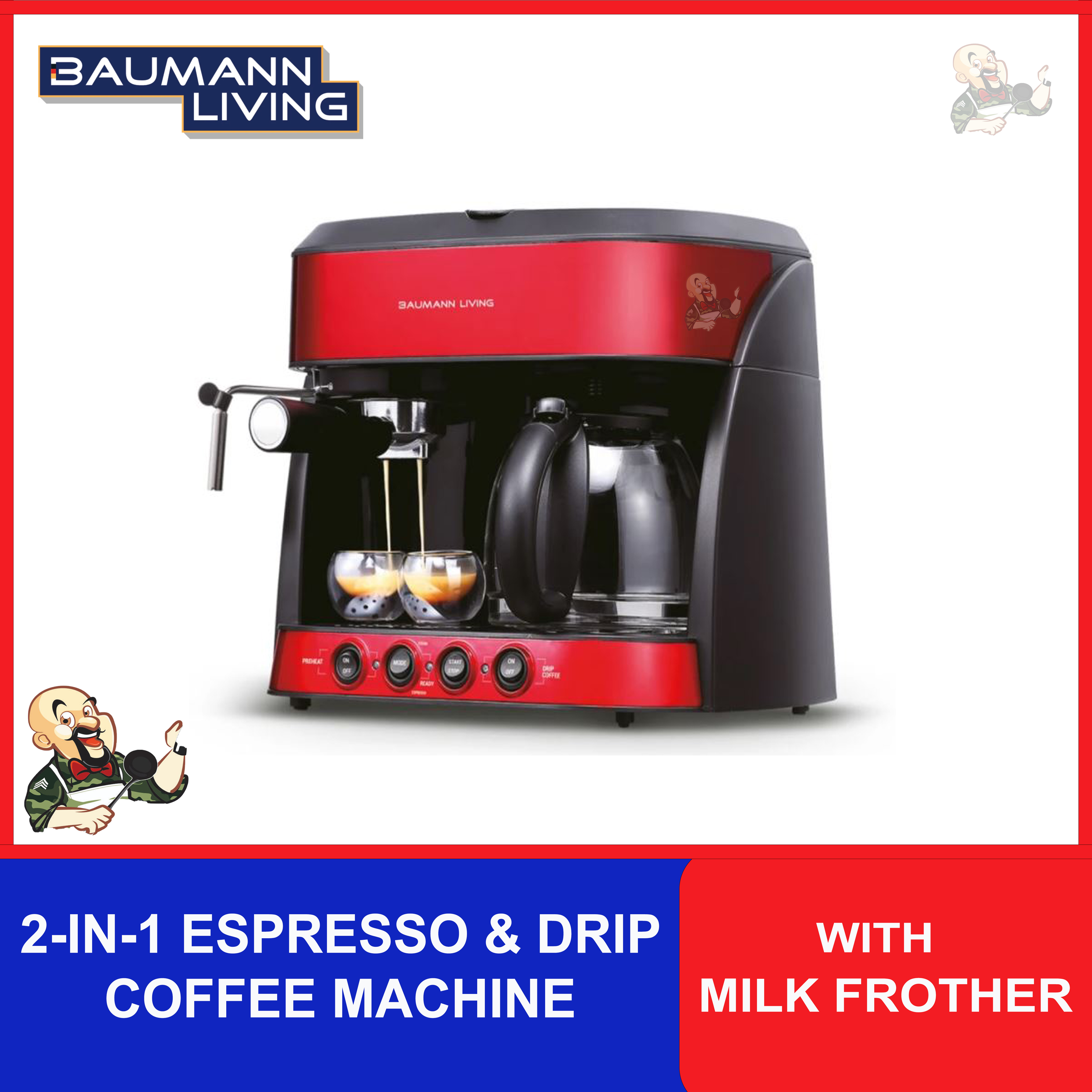 BAUMANN 2-in-1 Espresso \u0026 Drip Coffee 
