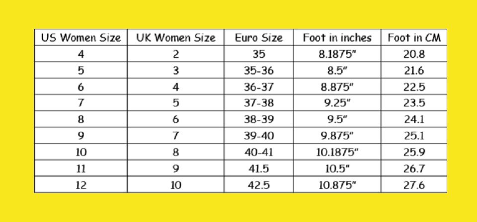 36 european shoe size to us womens