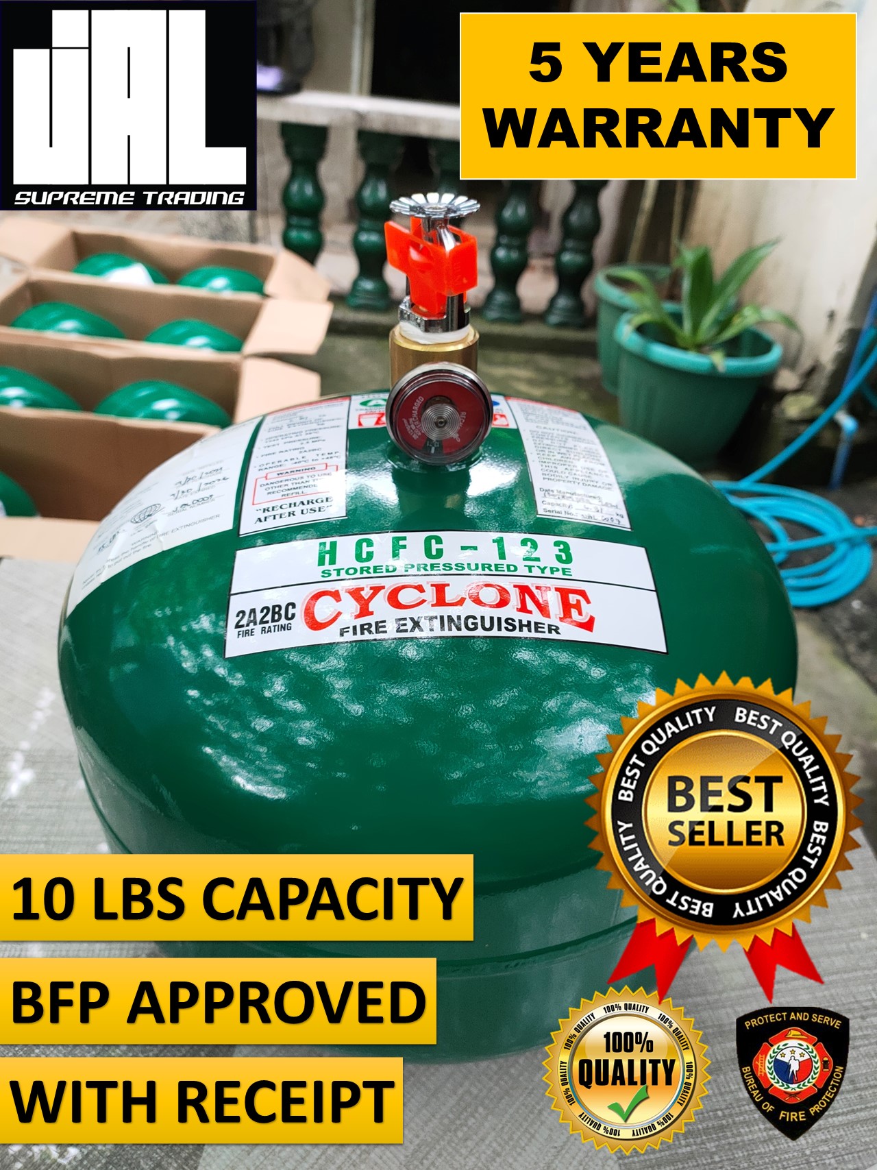 Ceiling Type Fire Extinguisher 10 Lbs. (Green) HCFC Chemical Cyclone