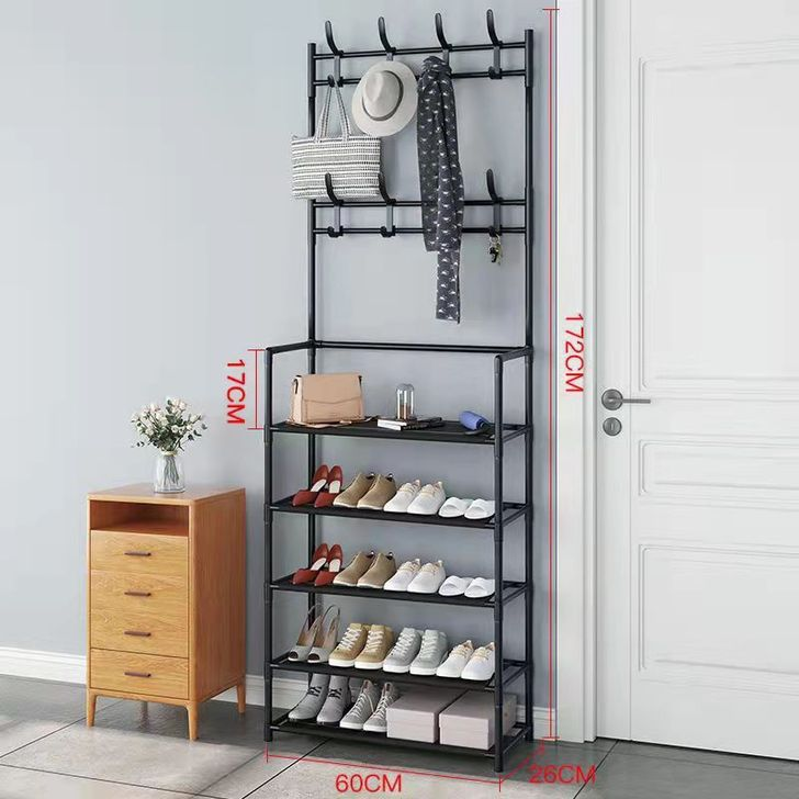 Multifunctional Shoe Rack Organizer Simple Floor Coat Rack Shoe Hat