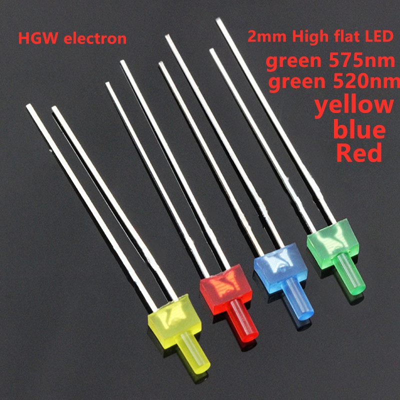 2mm Round Flat Top Water Clear Or Diffused LED Diodes White Red Light Bulb Lamp 