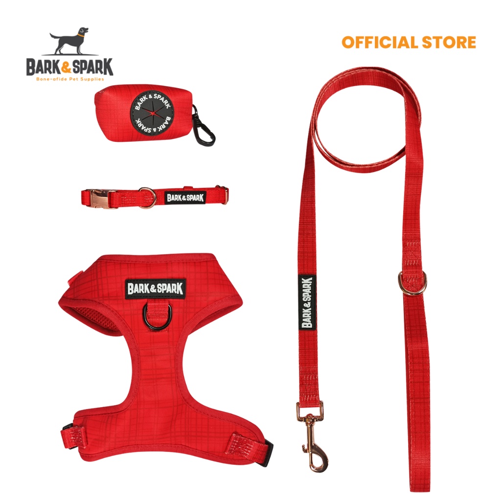 Bark&Spark Oxford Collection Full Set, Dog Harness Leash and Collar Set