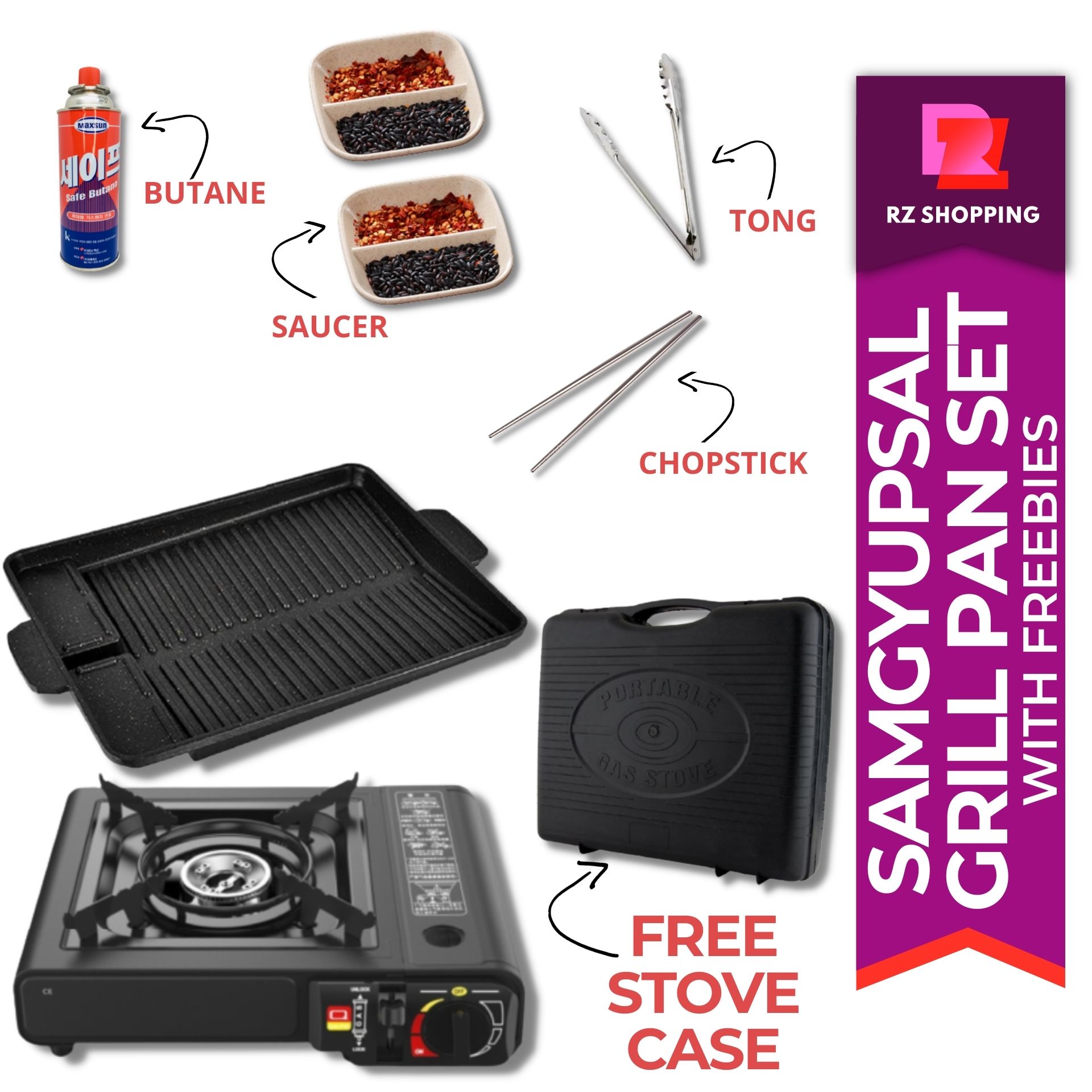 [RZ] RECTANGULAR GRILL PAN SAMGYUPSAL SET, Samgyupsal, Grill Pan