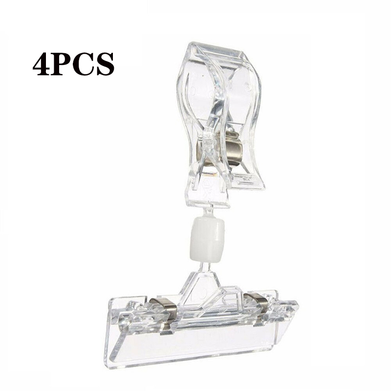 4PCS Clear Sign Clips Rotatable Pop Clip Sign Holder Stand Clear