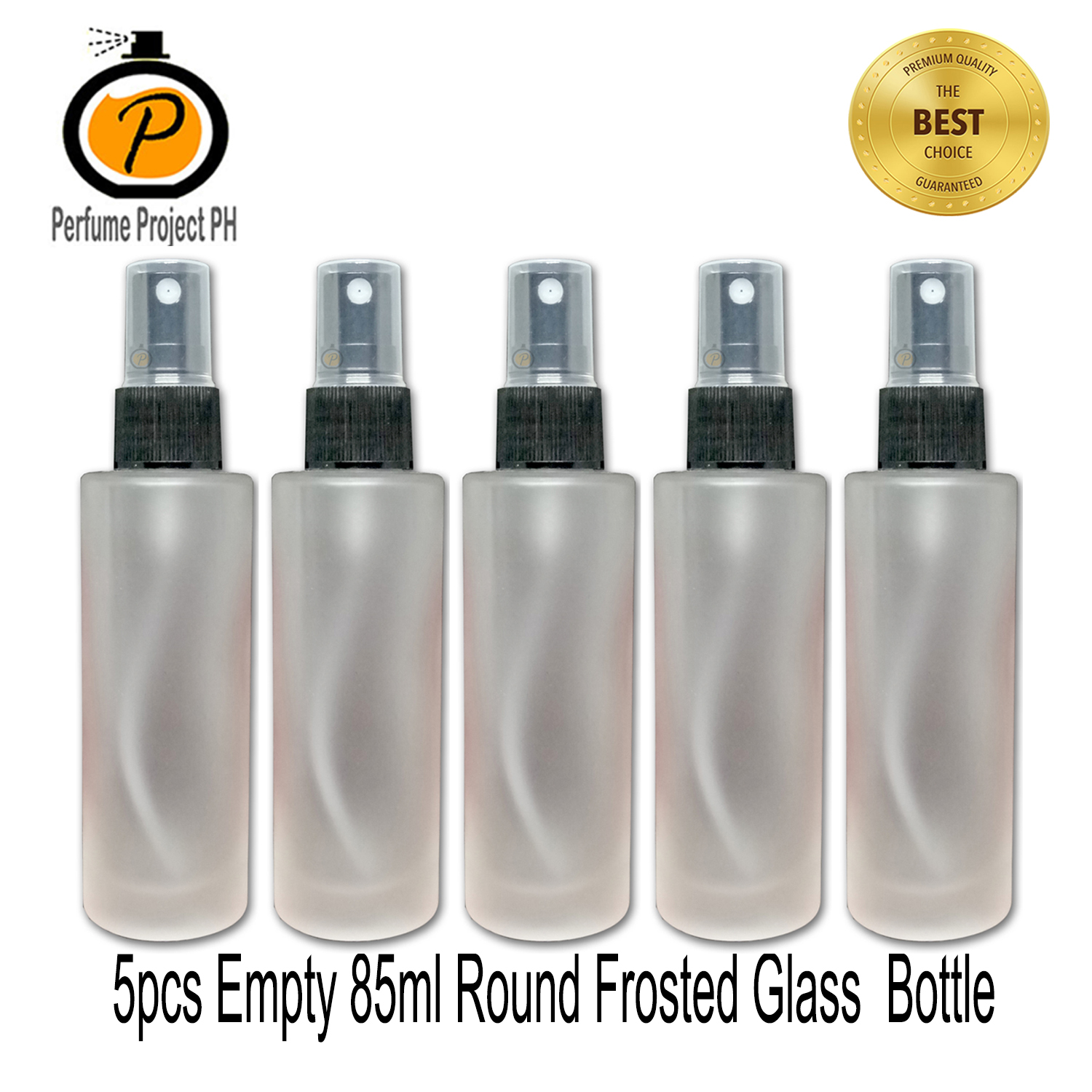 PPPH 5pcs Empty 85ml Round Frosted Glass Spray Bottle for Perfume - Main Image