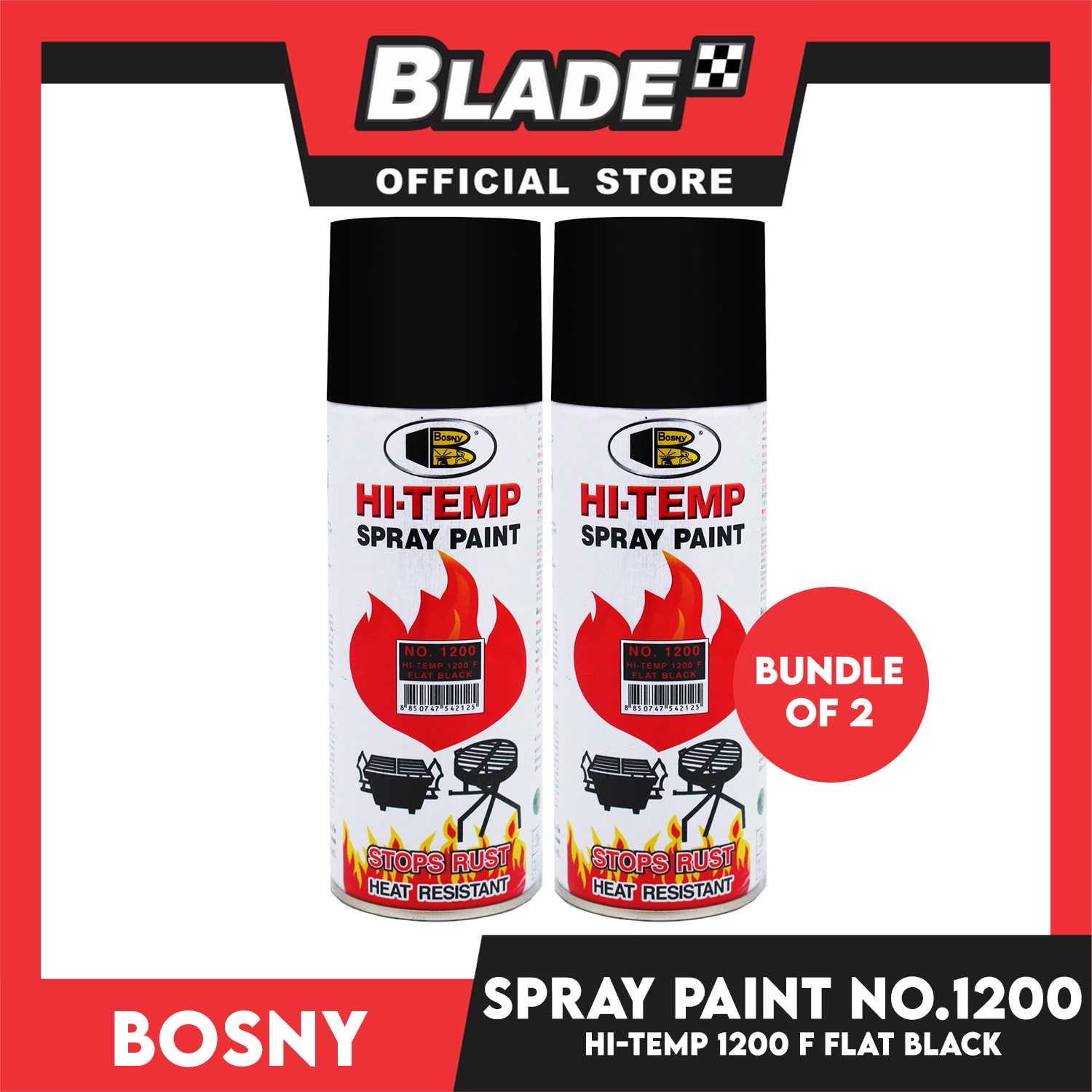 Bosny Spray Paint HiTemp Flat Black 1200 (Bundle of 2) Lazada PH