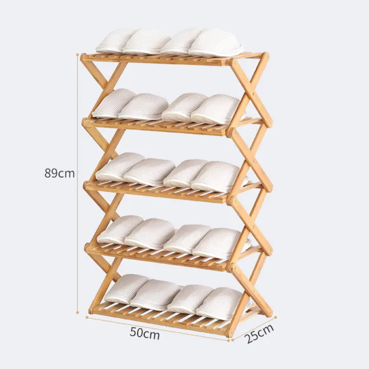 Foldable Shoe Rack 5 Layers Bamboo Shoe Cabinets Shelf Home Organizer Holder Shoes Storage Rack For Dormitory Doorway Foldable Easy Assemble 5 Layer Shoe Rack Slim Show Storage Rack