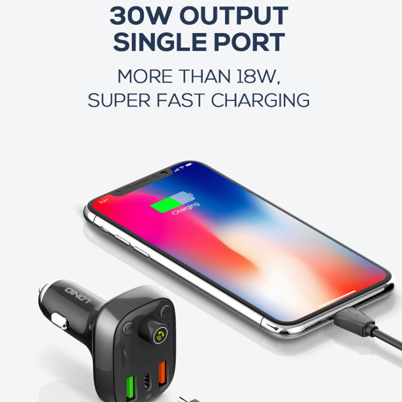 LDNIO C704Q 36W USB Car TypeC Mp3 Player Bluetooth Fast Charger Receiver Music FM Transmitter