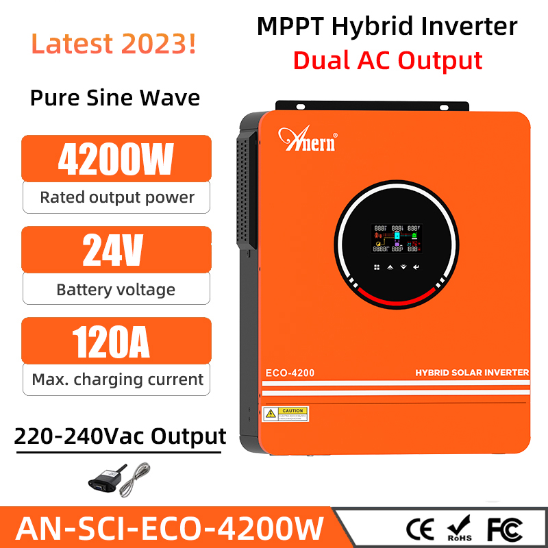 42kw62kw Mppt Off Grid Hybrid Inverter 24vdc48vdc 230vac Pv Panel Input 500vdc Pure Sine 5449