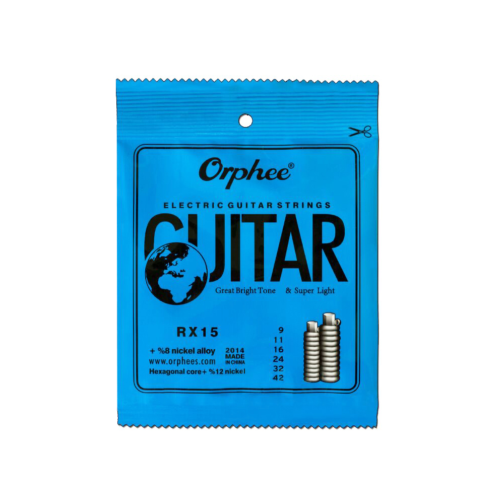 [ammoon]quà bí mật 【Ready Stock】Bộ Dây Đàn Guitar Điện Orphee RX15 6 Chiếc (.009-.042) Căng Thẳng Siêu Nhẹ