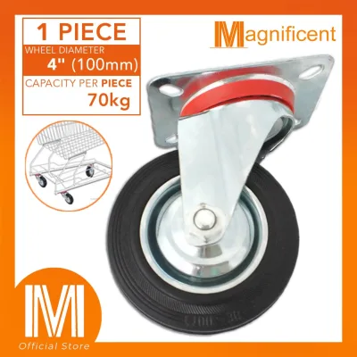 Plate Type With Hood Black Rubber Wheel Casters 4 for Industrial Automotive Medical Equipment