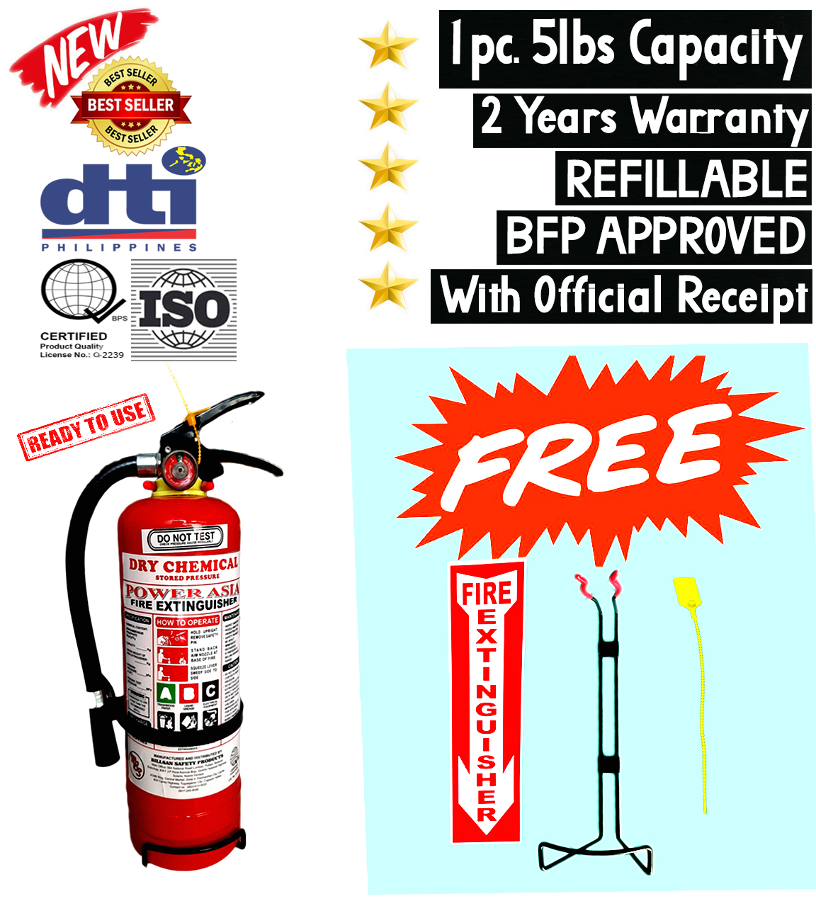 Fire Extinguisher 5lbs. ABC Dry Chemical Power Asia Lazada PH