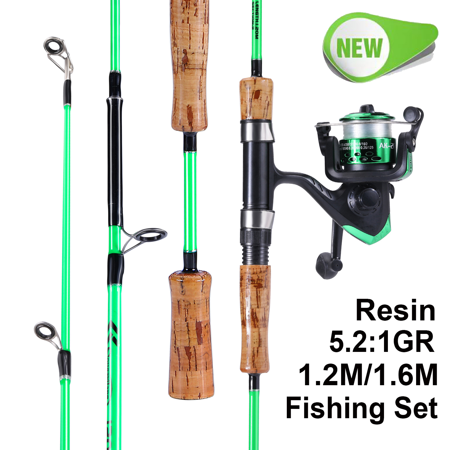 1.2-1.6m Fishing Rod Reel Sets 5.2:1 Gear Ratio Strong Spinning Fishing  Reels with Fishing Line for Fishing Accessories