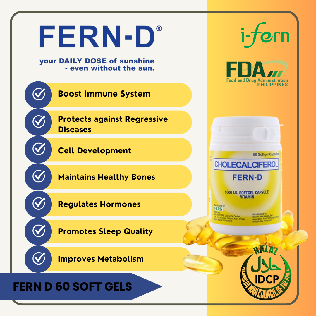 IFERN Fern D Vitamin D 60 Softgels Cholecalciferol [ 1 Bottle