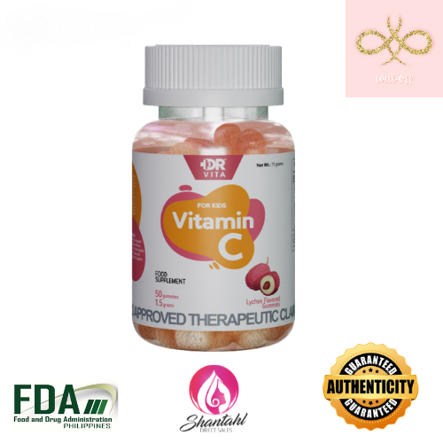 Dr. Vita Vitamin C for kids with Vitamin D and Zinc 30 gummies 1 BOTTLE
