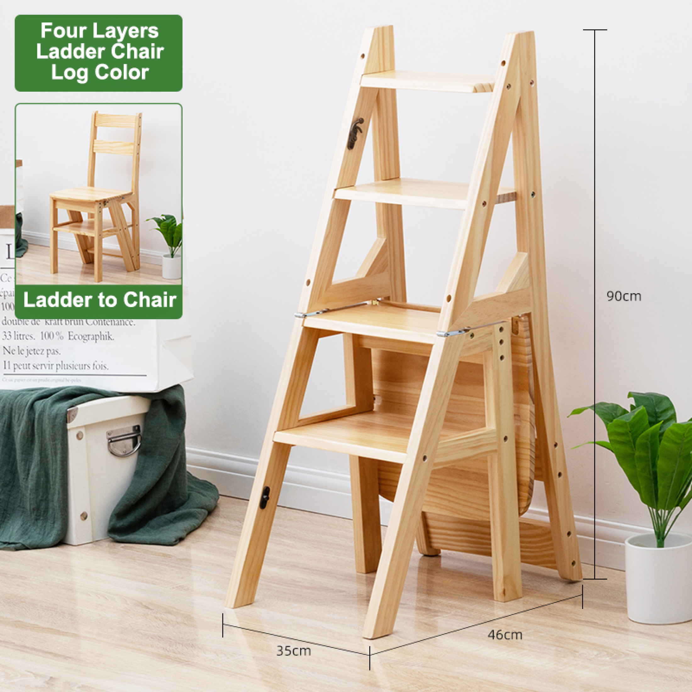 3 4 Layer Ladder Chair Step Ladder Folding Chair Wood Storage Rack