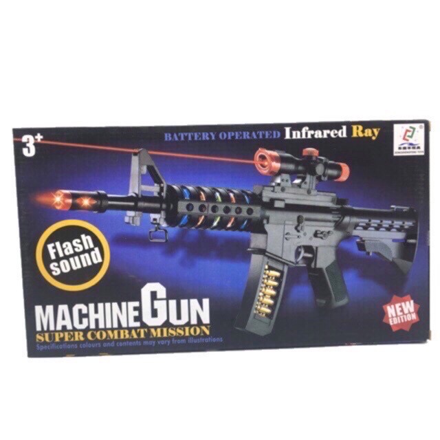 Battery Operated with Military Sound Light Up Combat Flash Gun Toy 14'' 