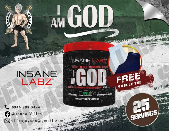 Insane Labz I Am God 25servings With Free Muscle Tee Lazada Ph