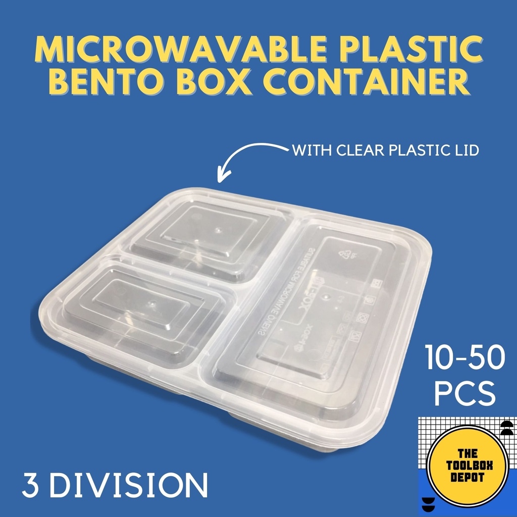 COD [ 10-50pcs ] Microwavable Bento Box Plastic Food Container 2D 3D 4D ...