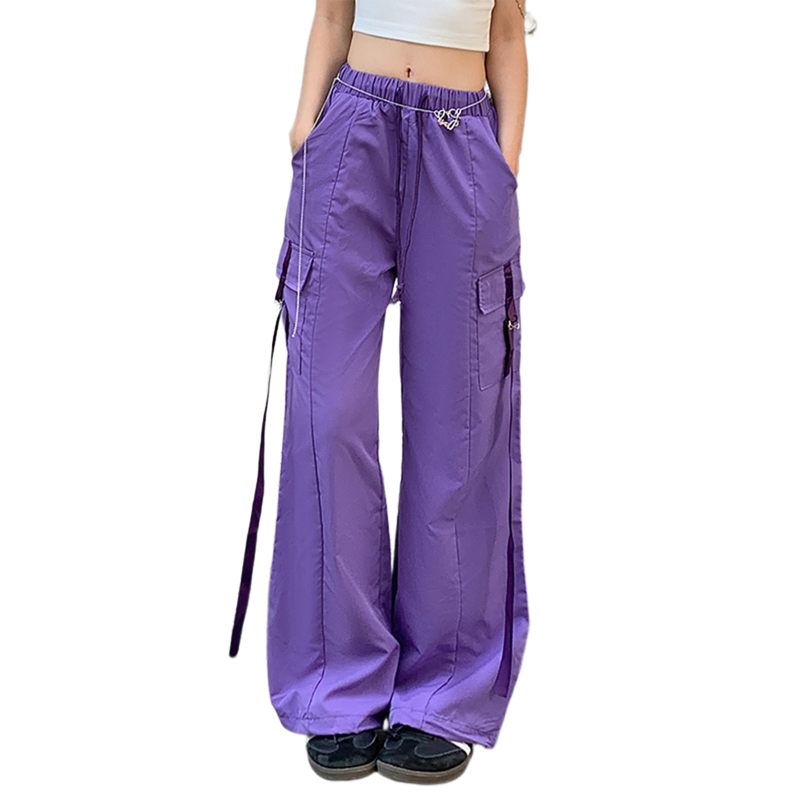 Cotton Floor-length Pants Drawstring Female Baggy Pants Elastic
