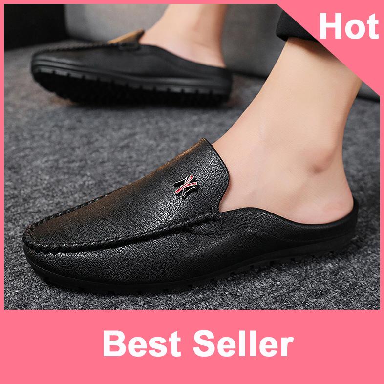 Korean Half Shoes for men Half Slippers Flat Sandals Lazy Shoes Loafers for men 2020 New Fashion Casual Shoes Mules for men